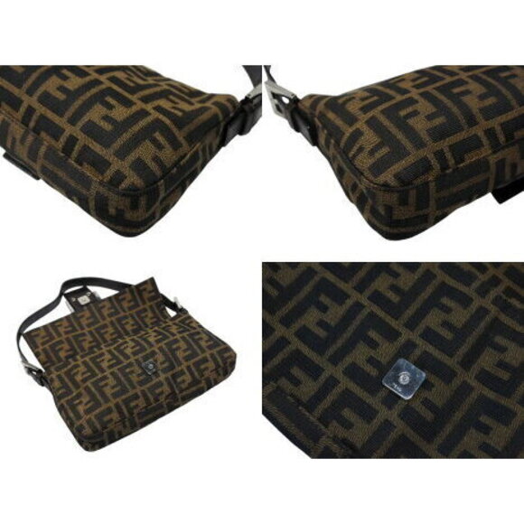 FENDI Mamma Bucket Hobo Shoulder Bag Zucca Canvas Leather Brown - Picture 6 of 8